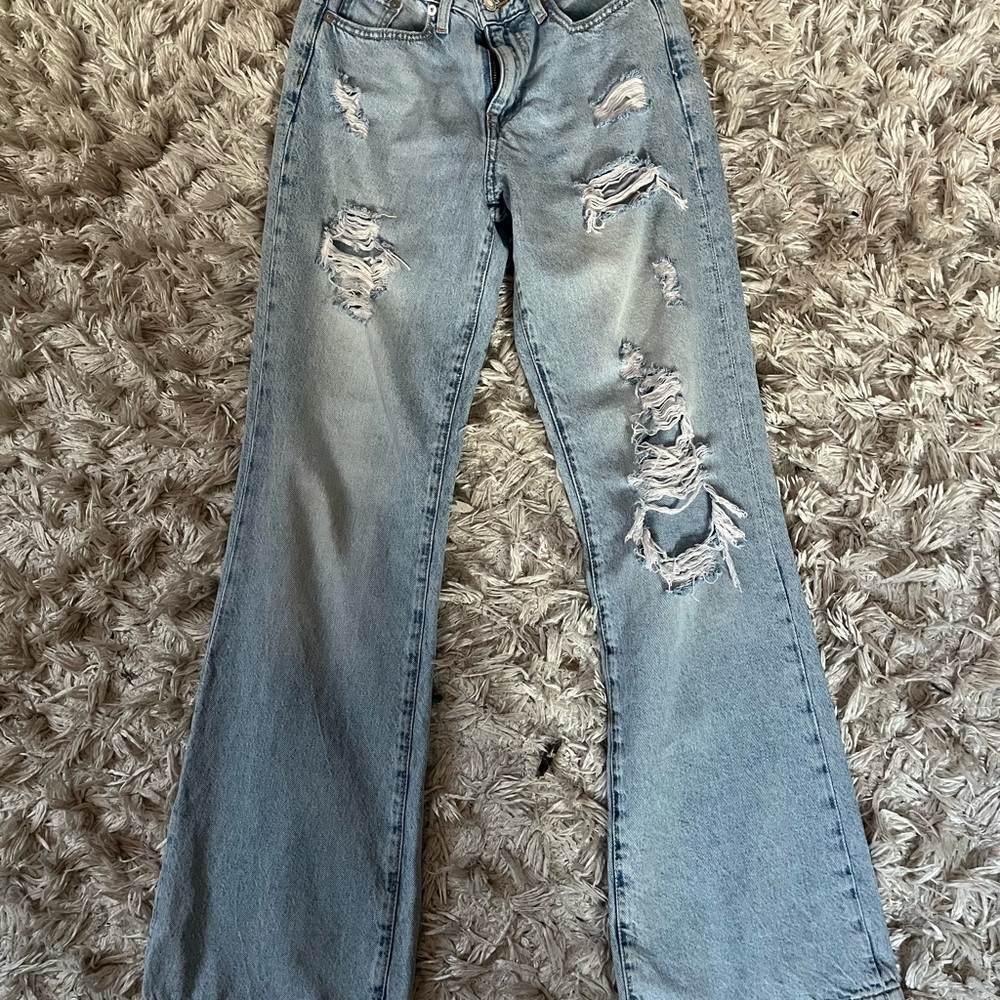 Aeropostale Light Blue Distressed Boyfriend Flare Jeans
